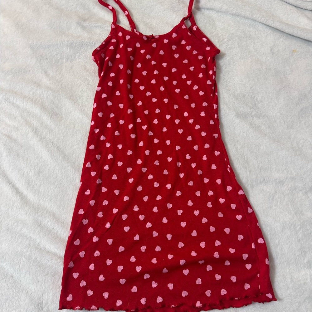 Red Heart Print Mini Dress
